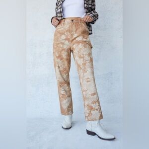 Pacsun Brown Tie Dye High Waisted Carpenter Pants Size: 25